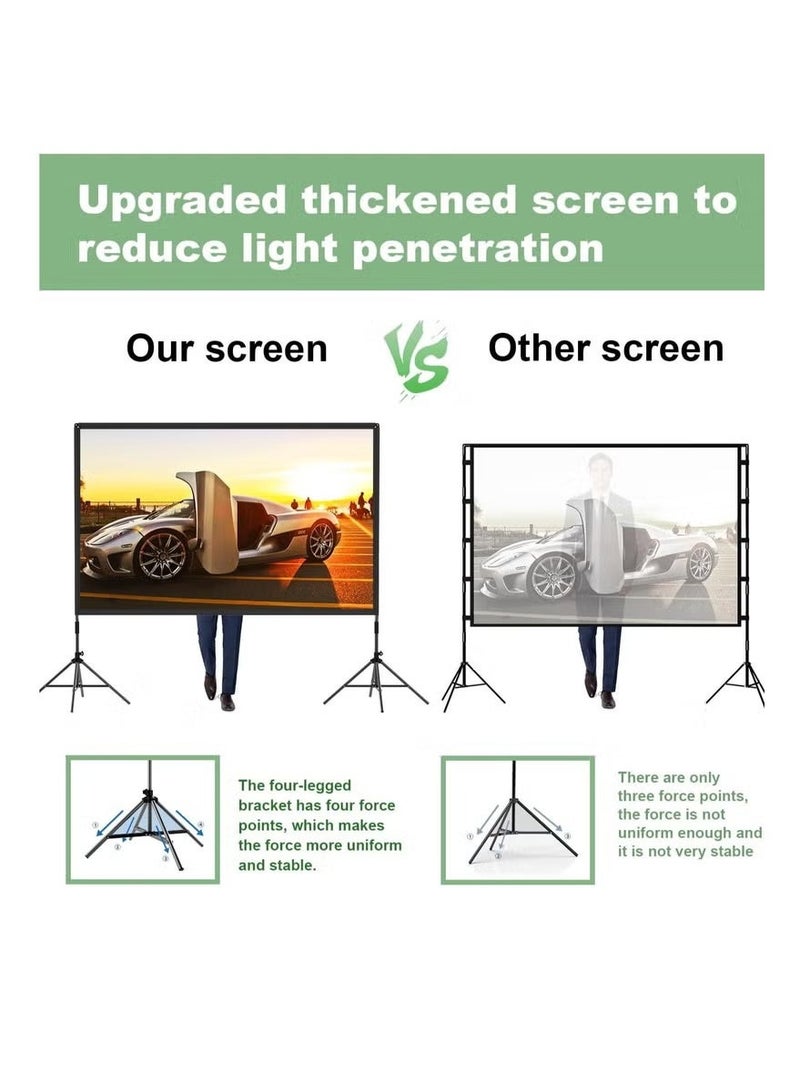 M.A&F's Projector Screen with Stand -120 inch 16:9 4K HD Portable Outdoor Indoor Projector Screen Rear Front Projection Screen Lightweight Movie Screen with Four-Legged Frame Carry Bag for Home Theater - Image 5